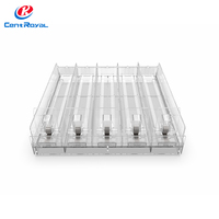 Poussoir de rayonnage à roulettes en plastique pour bouteilles et liquides, double face, pour supermarché et cigarettes