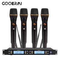 Sistem Mikrofon Nirkabel UHF 4 Saluran UGX-4H dengan 4 Mikrofon Genggam - Set Mikrofon Nirkabel Profesional untuk Pertunjukan Panggung