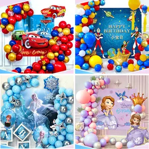 Doğum günü balon karikatür tema parti seti çocuk balon süslemeleri alüminyum film erkek ve kadın hazine celebra