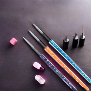 Pinceau à ongles double tête rose avec strass, style Kolinsky, en nylon, pour gel et liner, idéal pour la manucure - Product Image 1