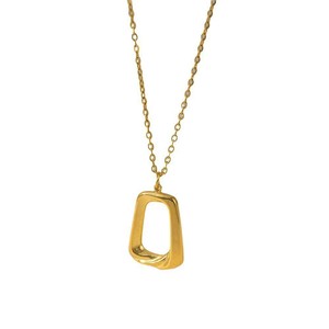 Collier et boucles d'oreilles géométriques carrés évidés en or 18 carats, style INS français tendance - Product Image 4