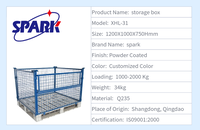 Cage de stockage mobile en acier galvanisé à chaud Spark Mesh Spot Heavy Metal Steel Frame Plus, avec étagère d'entrepôt en acier 5*5, capacité 1000 kg