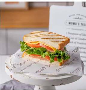 กระดาษห่ออาหารเคลือบ PE กันไขมัน พิมพ์โลโก้ตามสั่ง สำหรับเบอร์เกอร์ ไก่ทอด เฟรนช์ฟรายส์ ขายส่ง - Product Image 6