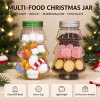 Bouteilles personnalisées en plastique PET de 500 ml (16 oz) en forme de sapin de Noël pour le stockage de sodas, lait, thé, jus, avec bouchon à vis, qualité alimentaire, sans BPA