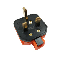Prise électrique PMG 13A à 3 broches, norme britannique, incassable, avec fusible, boîtier PC orange, broches entièrement en cuivre