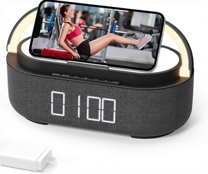 <span class=keywords><strong>Radio</strong></span>-réveil à charge sans fil, haut-parleur Bluetooth stéréo 10W, <span class=keywords><strong>radio</strong></span> FM numérique à intensité variable, <span class=keywords><strong>design</strong></span> moderne noir, pour la maison, la chambre, le bureau, CN - Product Image 1