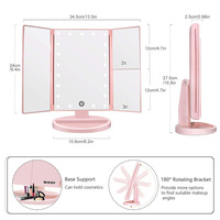 Miroir de maquillage à lumière douce LED, grossissement 2X et 3X, écran tactile intelligent, miroir de vanité