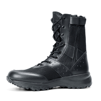 Bottes tactiques en cuir, respirantes, légères, avec fermeture éclair, antidérapantes, pour l'extérieur, été