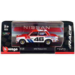 DCD Datsun 510 #46 John Morton Red White 1/43 Diecast Race Car Bburago Brock Racing Enterprises