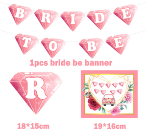 เจ้าสาวจะเป็นแหวนเพชรแบนเนอร์พวงมาลัยลายดอกไม้สำหรับตกแต่งเค้กคัพเค้กลูกโป่งยางพิมพ์ลายสำหรับงานเลี้ยงเจ้าสาว - Product Image 3