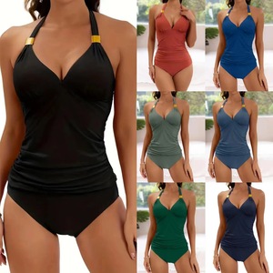 Traje de Baño Tankini Halter para Mujer con Logotipo Personalizado, Traje de Baño de Dos Piezas con Control de Abdomen, Cuello en V y Pantalones Cortos - Product Image 6