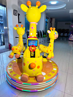 Manège Commercial Rotatif pour Enfants Girafe Cartoon Colorée à 3 Places, à Monnayeur, pour Aire de Jeux Intérieure de Centre Commercial