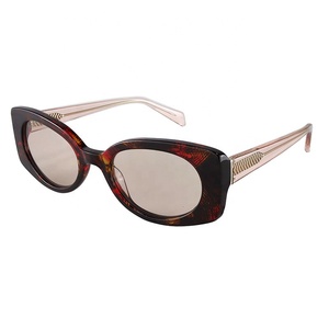 Vente en gros de lunettes de soleil rondes en or pour femmes lunettes de mode uniques de luxe avec protection UV polarisée en acétate de cellulose - Product Image 5