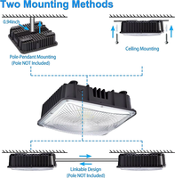 Lámparas LED de 40W para Techo, ETL 120-277V, Comerciales, para Exteriores, IP65, 6000lm, para Gasolinera, Garaje, Almacén, Tienda, Cochera, Industrial, 9.6 Pulgadas