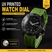 Montre de plongée automatique pour homme avec bracelet en cuir vert personnalisé, boîtier en acier inoxydable noir mat 42 mm, 22 mm, lumineuse, 50 m
