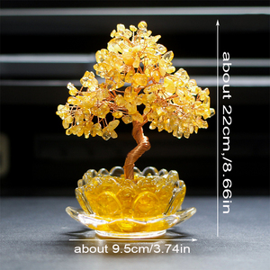 Großhandel Natürlicher Citrin Lotus-Basis Geldbaum Heilkristall Lotus-Schale Baum für Schreibtisch-Dekoration Weihnachtsgeschenk - Product Image 2