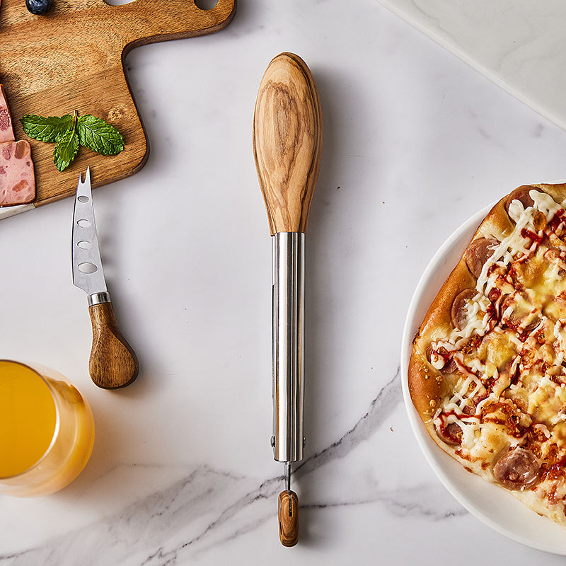 Stainless Steel Olive Wood Food Tongs Sustainable Cooking