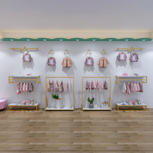 Tùy Chỉnh Trẻ Em Quần Áo Treo Tường Hiển Thị Racks <span class=keywords><strong>Kids</strong></span> May Treo Kệ Boutique Thiết Kế Nội Thất - Product Image 3