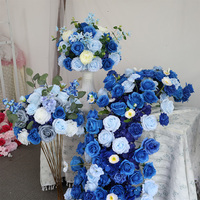 Chemin de table de mariage en soie rayonne 5D faite à la main, écologique, bleu ou personnalisable, 200 cm, haute qualité, vente en gros usine
