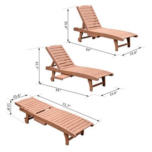 <span class=keywords><strong>Chaise</strong></span> inclinable d'extérieur en bois, Patio, piscine avec plateau coulissant - Product Image 6
