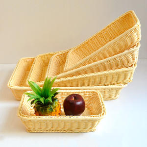 हुंगटू प्लास्टिक pp रतन भंडारण टोकरी आयताकार रसोई के लिए रसोई के लिए हैंडमेड रतन बुना सेवा ट्रे - Product Image 4