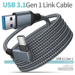 5M 90 gradi cavo ad angolo retto USB A USB C ricarica rapida ricarica rapida per 0culus Quest 1/2 Vr auricolare