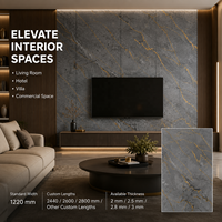 Panneau mural en PVC brillant MORLENX gris anthracite effet marbre UV pour projets de rénovation de halls d'accueil haut de gamme