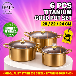 Ensemble de casseroles en acier inoxydable de qualité supérieure, 6 pièces, 20-24 cm, respectueux de l'environnement, compatible gaz et induction, bouton en cristal diamant, ustensiles de cuisine à poignée en D - Product Image 1