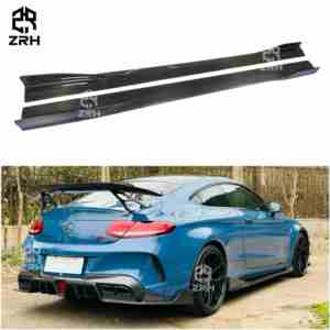 Jupes latérales en fibre de carbone style IMP pour <span class=keywords><strong>Mercedes</strong></span> Benz Classe <span class=keywords><strong>C</strong></span> W205 AMG C63 Berline Coupé 2015-2021 Kit carrosserie en fibre de carbone - Product Image 1