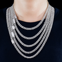 Chaîne cubaine 6 mm en argent 925 plaqué or blanc avec moissanite, style hip-hop pour homme, certifiée par un tiers