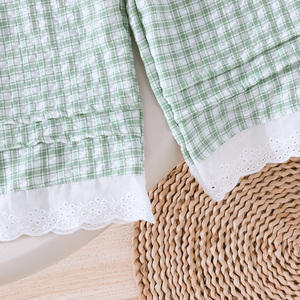 Ensemble 2 pièces décontracté et respirant pour bébé fille : Haut en laine sans manches avec nœud exquis et pantalon long en dentelle florale – Collection été tendance - Product Image 6