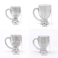 Mug en verre transparent gaufré diamant de luxe, 200 ml, avec poignée, base créative, vaisselle Stein, idéal pour cadeau de mariage – Vente directe usine