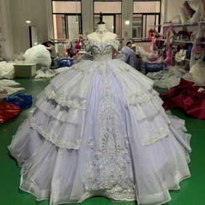 Vestido de Quinceañera Jancember Mc007, Estilo Moderno, Talla Grande, Color Lavanda, con Lentejuelas de Cristal, Espalda con Cordones, Cintura Natural - Product Image 5