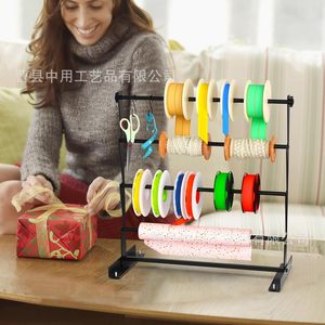 Estante de almacenamiento de cintas montado en la pared con soporte para papel de regalo, organizador de suministros para floristería y manualidades, acabado con recubrimiento en polvo - Product Image 2