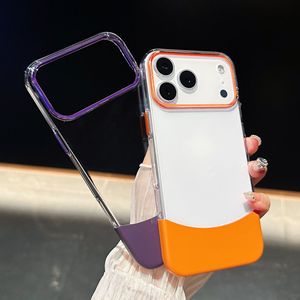 Funda protectora transparente de lujo 2 en 1 creativa para Apple 17promax para <span class=keywords><strong>iPhone</strong></span> 16 <span class=keywords><strong>14</strong></span> 15 con funda de agarre de teléfono de empalme - Product Image 3