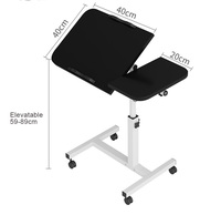 Table de chevet de chambre à coucher nouvellement conçue avec roues et bureau à 360 degrés, bureau d'entraînement, table pliante pour ordinateur portable
