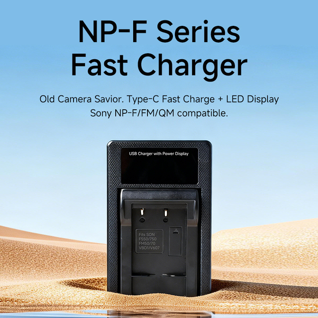 Universal Type-C Charger for Sony NP-F550/F570/FM50/QM71D BatteriesFast Charger for Sony NP-F Series Batteries