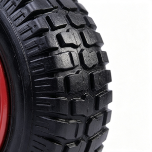 8x2.5 <b>Flat</b> Free Solid Rubber Wheel Knobby Tread Red Powder Coated Steel Rim Wheel for Hand Truck Garden <b>Trolley</b> Utility Cart - Product Image 4