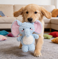 Jouet pour chien en forme d'éléphant à grandes oreilles - un jouet à mordre durable et amusant pour les enfants, une peluche sonore pour les Corgis, accessoires pour animaux de compagnie