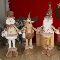 Goldener Pailletten-Hochhut Schneemann Elch Weihnachtsmann Stehendes Plüsch-Set für Luxus-Hotel-Lobby Weihnachtsdekoration