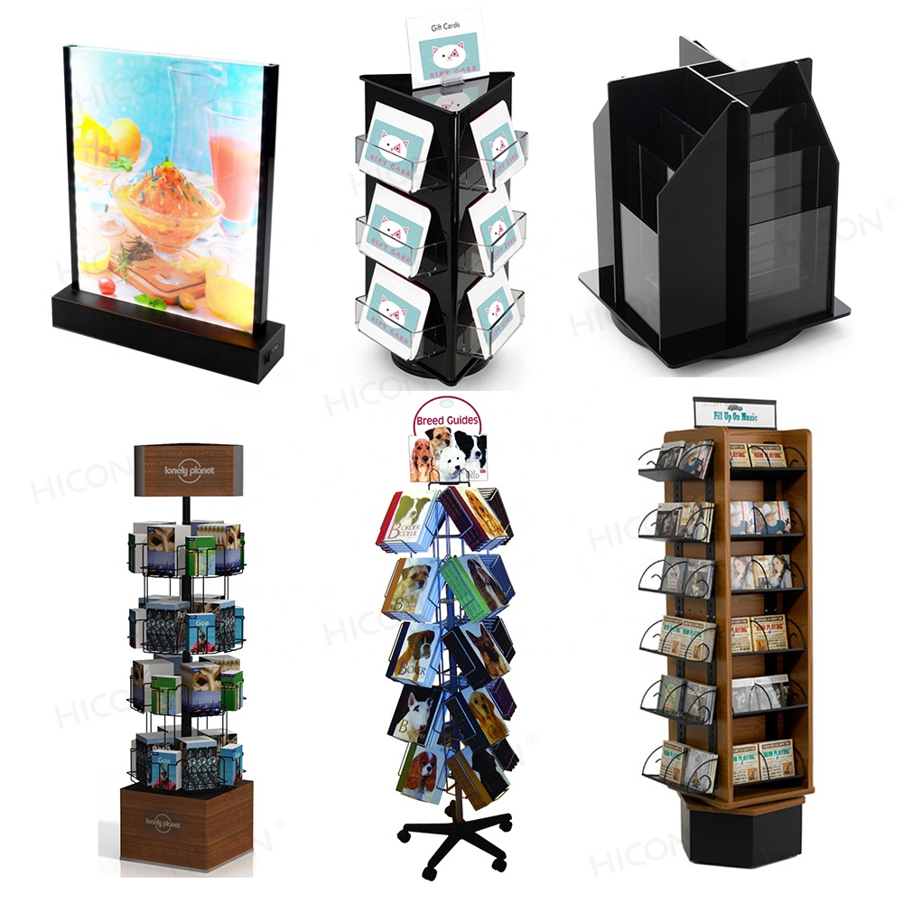 Tabletop Cardboard Wood Metal Acrylic Leaflet Cd Literature Magazine Book Brochure Greeting Card Display Stand Holder Rack