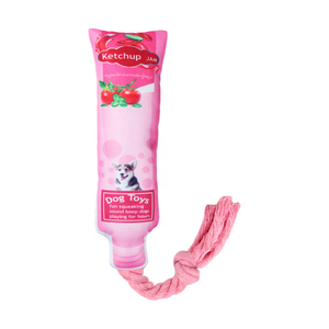 Jouet à mâcher pour animaux de compagnie japonais, ketchup, moutarde, jouet à mâcher pour chat/chien, résistant à l'eau, corde à mâcher en peluche avec nœud - Product Image 2