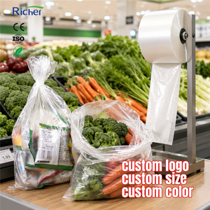Clear HDPE Produce Roll <b>Bags</b> for Supermarket Grocery Store Fruit <b>Vegetable</b> Food Grade Transparent Plastic <b>Bag</b> on Roll Wholesale - Product Image 1