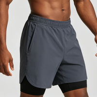 Shorts de course 2-en-1 pour hommes avec doublure de compression intégrée, séchage rapide, taille élastique, poches zippées, vente en gros OEM