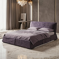 Italienischer Stil Möbel Weiches Wildleder Gepolstertes Doppelbett für Hauptschlafzimmer Luxus Designer Kingsize-Bett