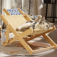 Lit-chaise moderne et écologique pour chat, réglable, avec griffoir en sisal, nid en bois, pour aiguiser les griffes, griffoir pour chat à 1 niveau, pour l'intérieur