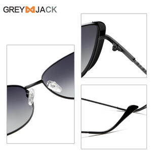 Gafas de Sol Cat Eye para Mujer, Color Gris Jack, Montura Metálica, Lentes TAC con Protección UV400, Gafas de Sol Negras de Moda - Product Image 1