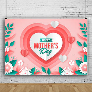 Nuevo telón de fondo de fotografía hecho de materiales fotorrealistas Día DE LA MADRE Flor en forma de corazón y globo Telón de fondo - Product Image 4