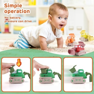 Juguetes de Construcción de Dibujos Animados, Mini Camiones de Ingeniería de Presión y Avance, Set de Excavadora, Topadora, Apisonadora y Hincadora para Niños Pequeños - Product Image 4