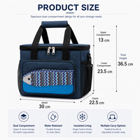 Nouvelle sacoche isotherme portable en cuir, style japonais, imprimé poisson, pour boîte à lunch, bento et canettes, étanche, pour l'extérieur